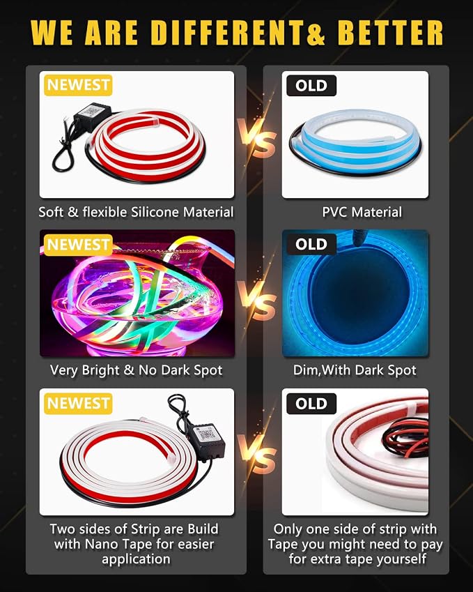 YM E-Bright Car Led Lights Exterior RGB Hood Light Strip Waterproof Multicolor - Image 5