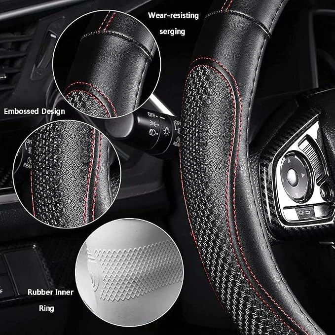 Leather - Car Steering Wheel Cover 15 inch Universal Fit Microfiber Steering - Image 4