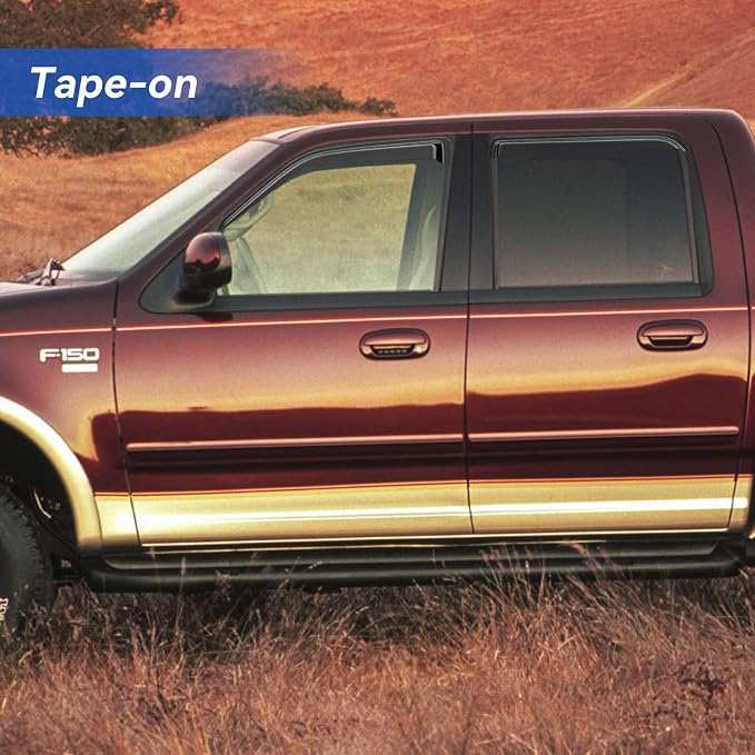 Window Visors Rain Guards for 2001 2002 2003 Ford F150 SuperCrew Cab, - Image 4