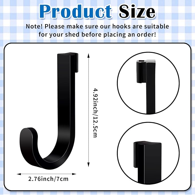 8 Pack Black J Shed Storage Hooks Storage Hooks Compatible - Image 2