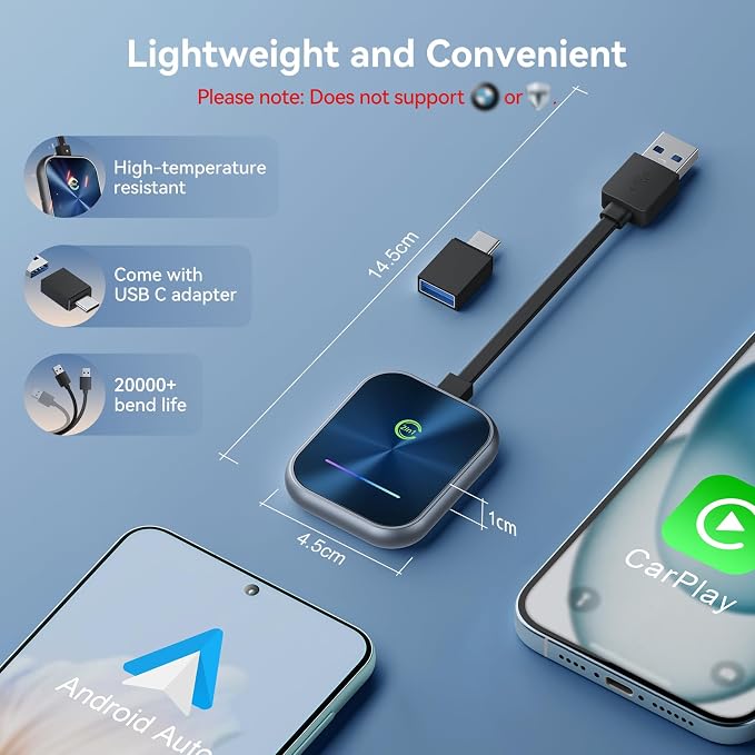 Wireless CarPlay Adapter for iPhone, 2 in 1 Wireless CarPlay and Android Auto - Image 7