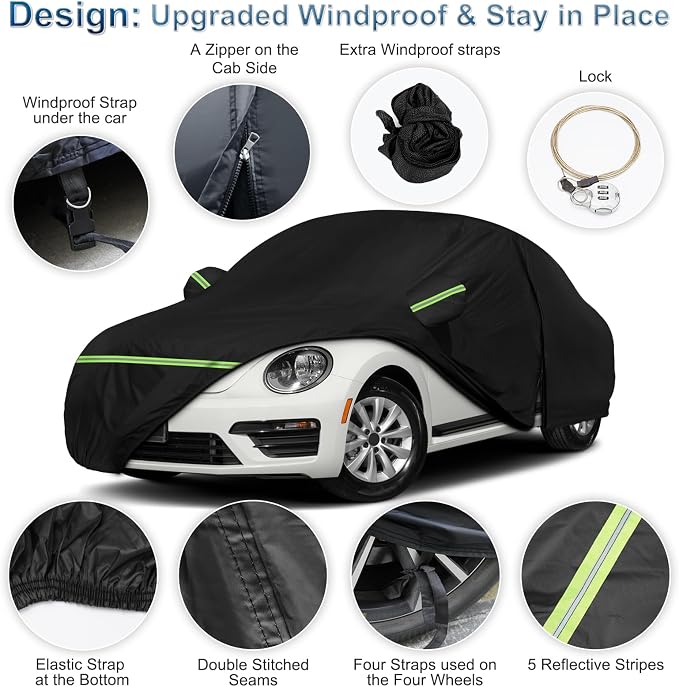 for New Beetle Car Cover Waterproof All Weather Heavy Duty Protection Outdoor - Image 2