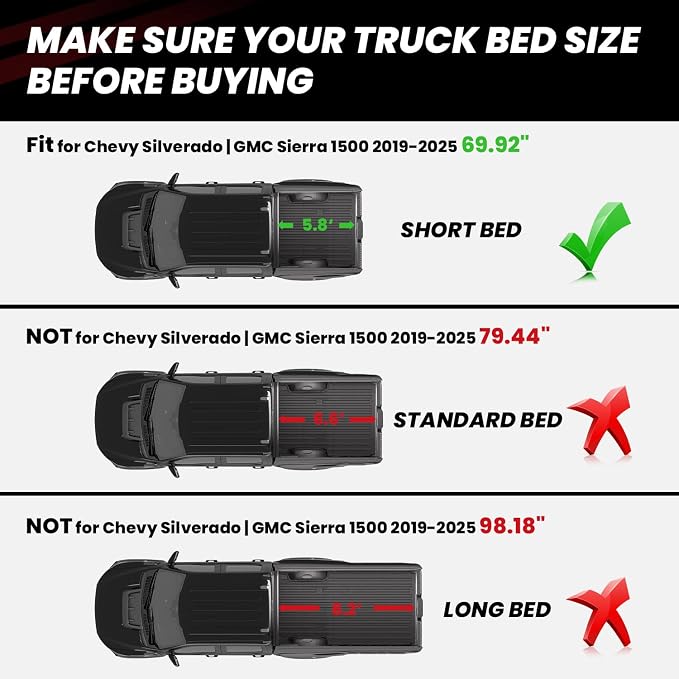 LASFIT Truck Bed Mat 2019-2025 for Chevrolet Chevy Silverado 1500 | GMC Sierra - Image 2