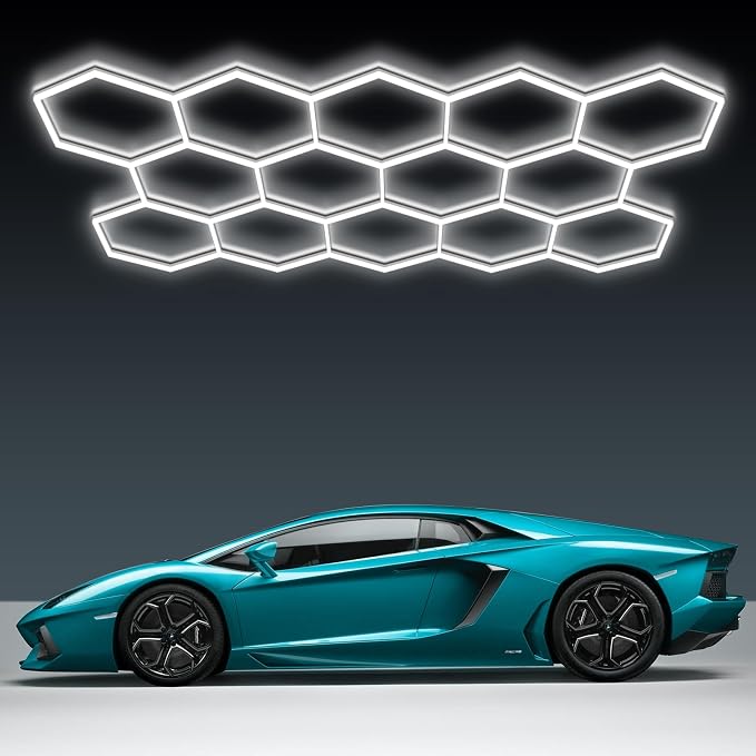 BRILLIHOOD Hexagon Garage Lights, LED Honeycomb Garage Lights, 6500K Super - Image 4