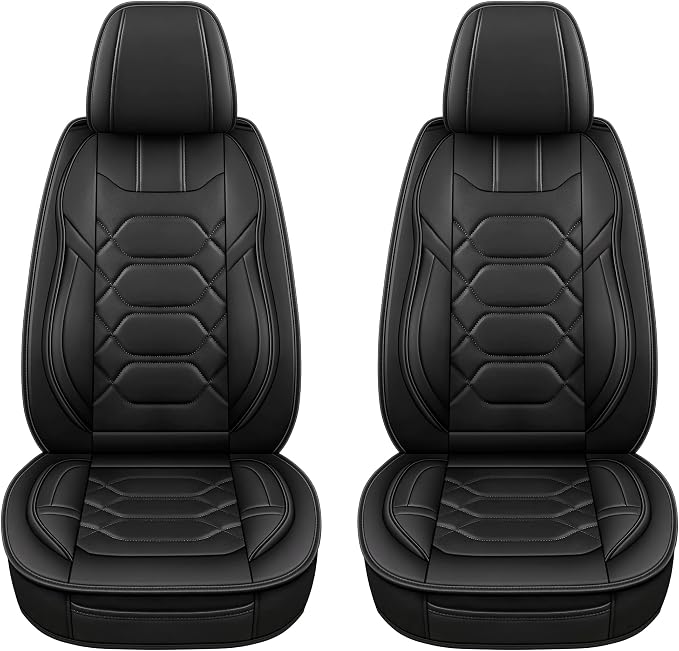 Pariitadin Leather Car Seat Covers Front Pair, Waterproof Faux Leather Seat - Image 2