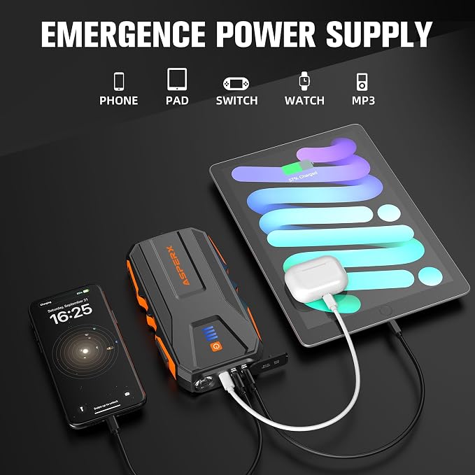ASPERX 3000A Jump Starter for Car Battery, 12V Portable Jump Box - Image 5