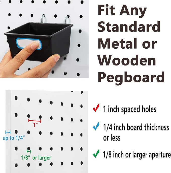 FRIMOONY Pegboard Bins with Hooks and Labels, - Image 6
