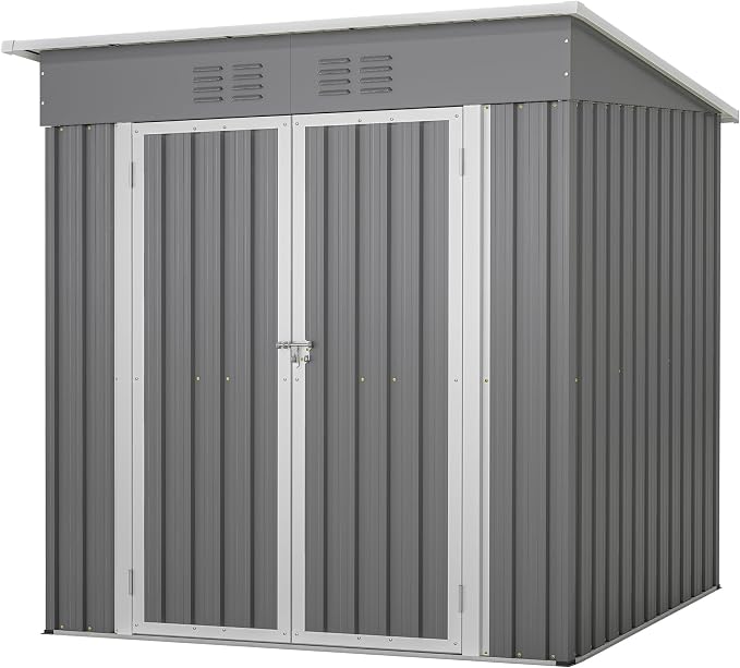 4'x6' Metal Shed Outdoor Storage Shed, Metal Steel Utility Tool Shed Storage by Jaxilyn