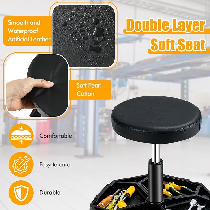 Adjustable Mechanic Rolling Stool, Pneumatic Rolling Stool - Image 6