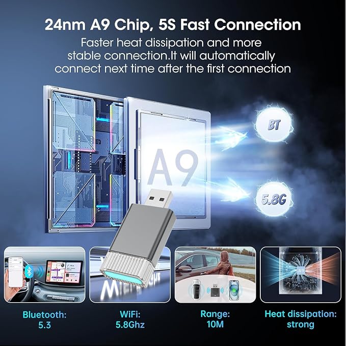 Mini Wireless Carplay Adapter for Apple iPhone, Plug and Play Easy Setup - Image 4