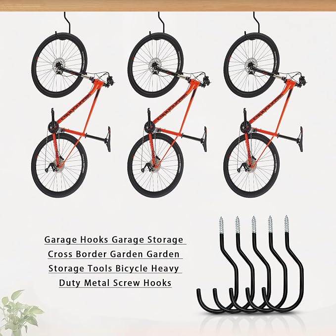 Bike Hooks Heavry Duty 6-Pack, Bicycle Storage Hanger Screw in Ceiling Hooks - Image 4