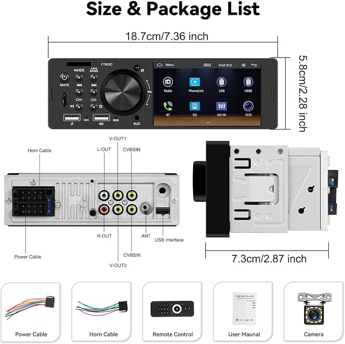 Single Din Touch Screen Car Radio - Image 8
