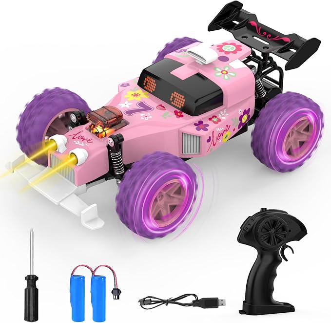 Pink Remote Control Car for Girls, RC Race Car Girl Toy by OLMURI