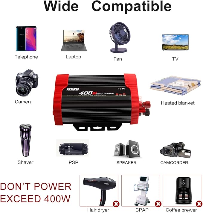 400W Car Power Inverter, DC 12V to 110V AC Converter - Image 6