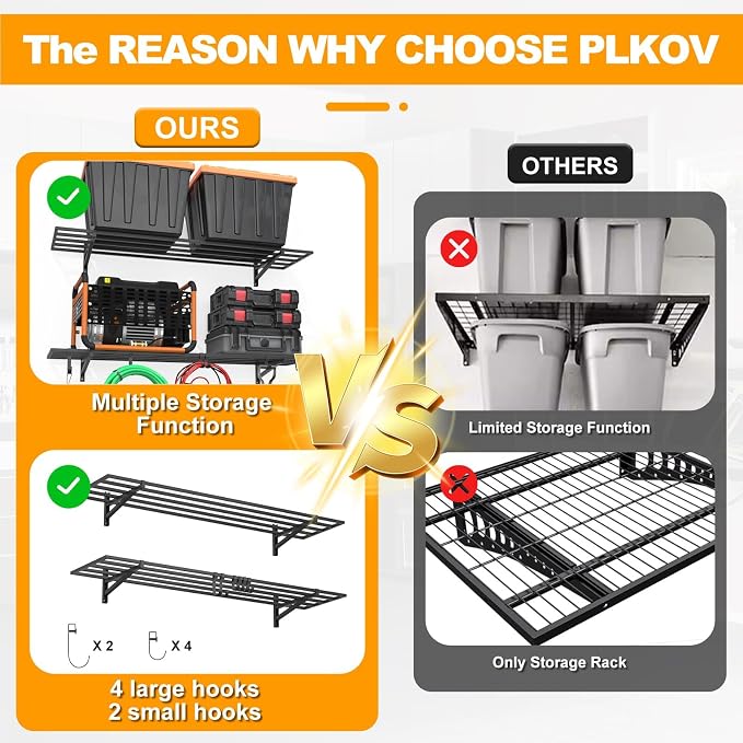 2-Pack 1×4ft Steel Wall Mounted Garage Shelves - Image 3