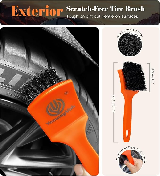 7PCS Motorcycle Cleaning Kit, 2-Size Bendable Wheel Brush, Tire and Chain Brush - Image 8