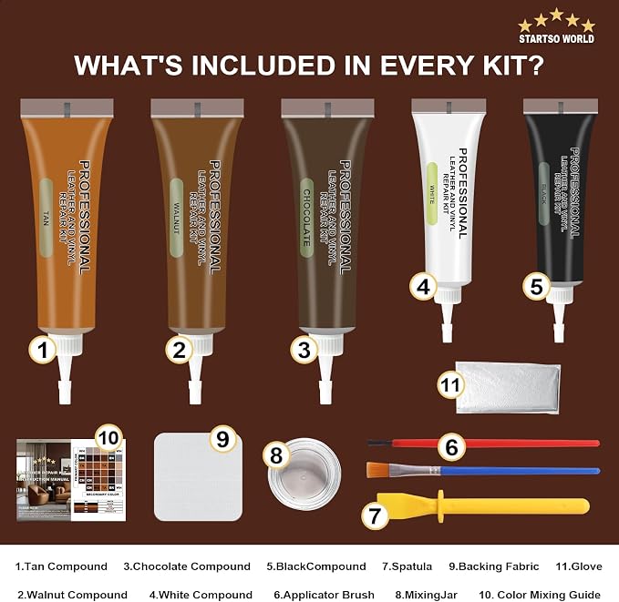 STARTSO WORLD Brown Leather & Vinyl Repair Kit - Image 2