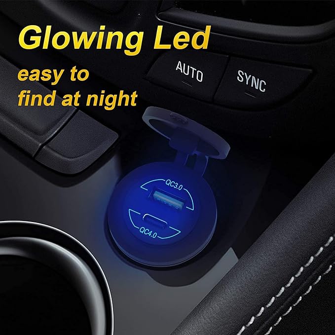 2 Pack 12V USB Outlet - 90W Dual Ports QC4.0 PD & Quick Charge3.0 Car Charger - Image 6