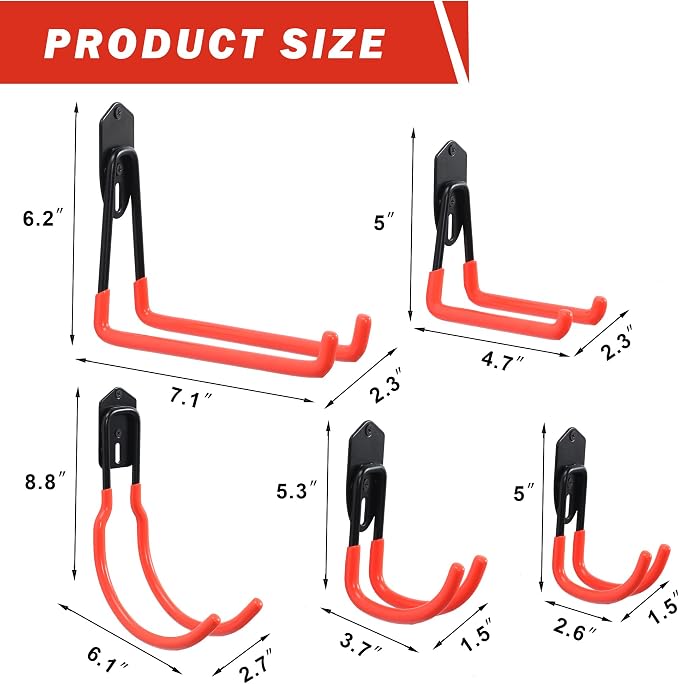 Wallmaster Garage Hooks Organizer Kit, 12 Pack Adjustable Heavy Duty Shelving - Image 7