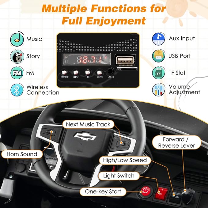 Costzon Ride on Car, 12V Licensed Chevrolet Tahoe Battery Powered Electric - Image 2