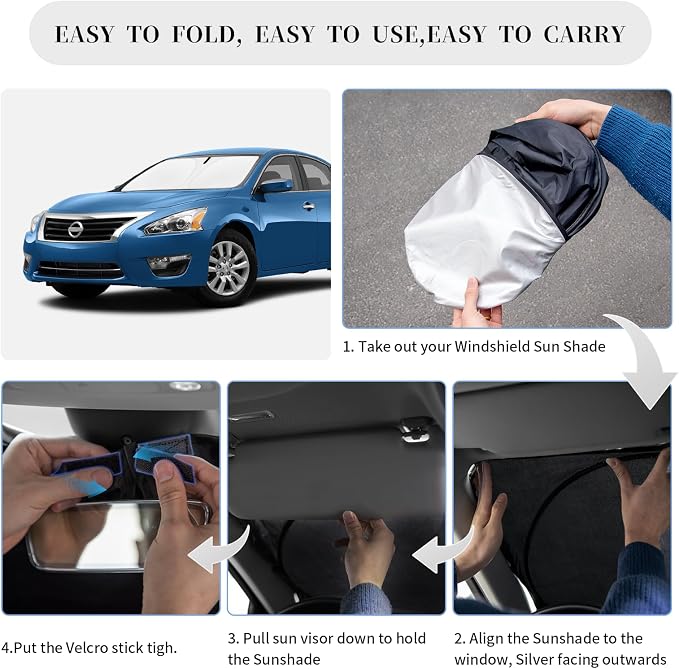 Sun Shade Sunshade for Nissan Altima Windshield Cover, 4-Layer Front Window - Image 6