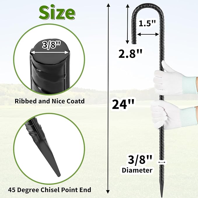 24 inches J Hook Rebar Stakes, Extra Long Garden Stakes - Image 2