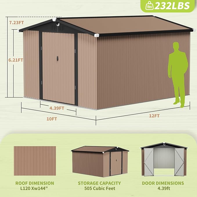 Metal Storage Shed, Outdoor Storage Building 10x12, Large Backyard Sheds - Image 2