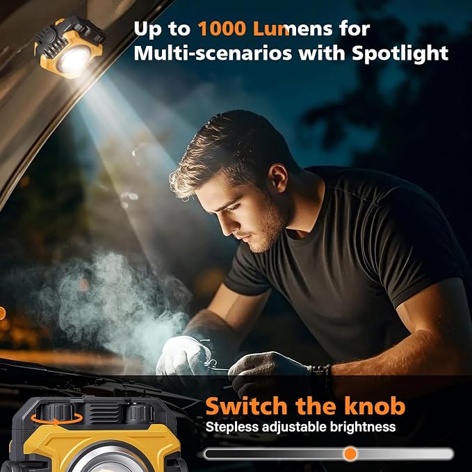 Samyoung 2 Pack 2400LM Super Bright Rechargeable Work Light, 28 Hours Long - Image 3