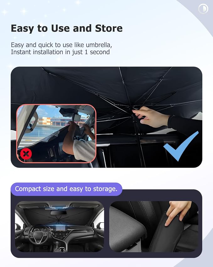 2025 Upgrade Car Windshield Sun Shade Windshield Sunshade Umbrella Protect Car - Image 8