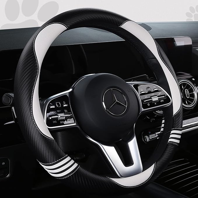 Car Steering Wheel Covers for Women Padded Carbon Fiber PU Leather Cute Auto - Image 2