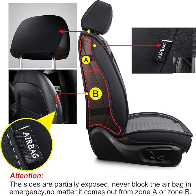 LINGVIDO Car Seat Covers, Breathable and Waterproof Faux Leather Automotive - Image 4