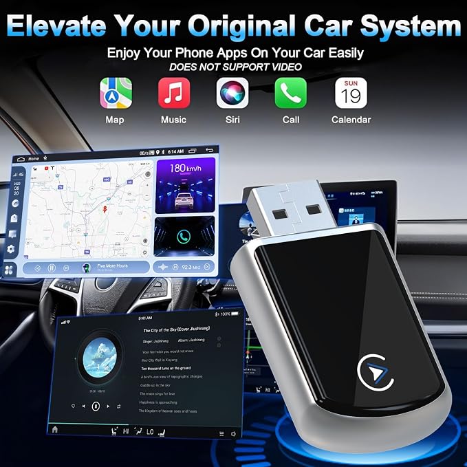 Wireless CarPlay Adapter for iPhone, 2 in 1 CarPlay Wireless Adapter, No Latency - Image 5