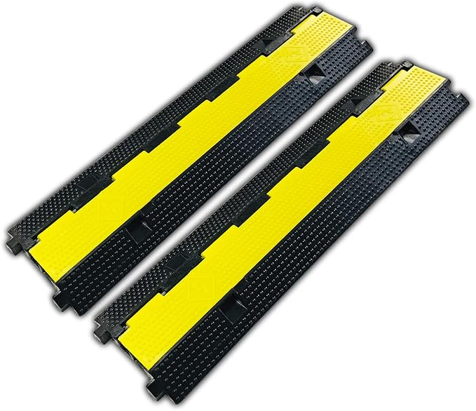 2 Pack Rubber Cable Ramp Hose Cable Protector Ramp 2 Channel 22000Lbs Load by F+COME