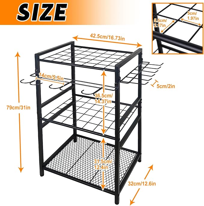3 Tier Garden Tool Organizer, Yard Tool Tower Rack, Tool organizer up to 78 - Image 8