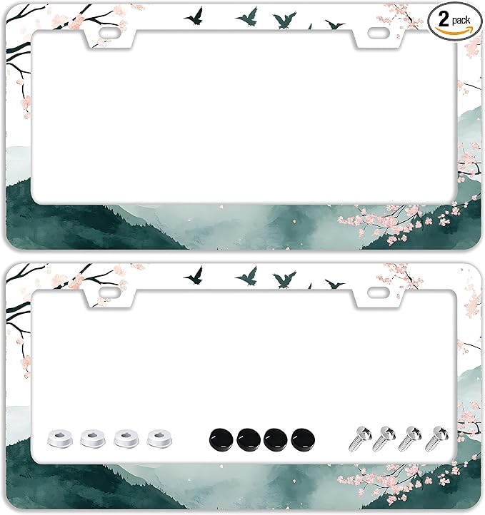 Mountains Cherry Blossom License Plate Frames by TQFTPT