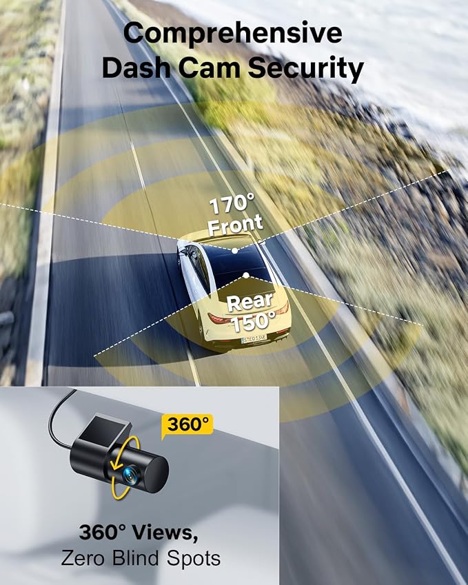 GKU Dash Cam Front and Rear, 3.18'' Touchscreen, 4K+1080P Dashcam, Built-in GPS - Image 8