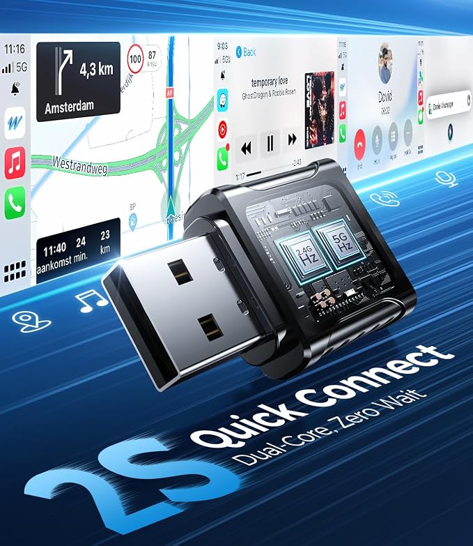 JDG Wireless CarPlay Adapter, Converts Wired CarPlay to Wireless, - Image 5