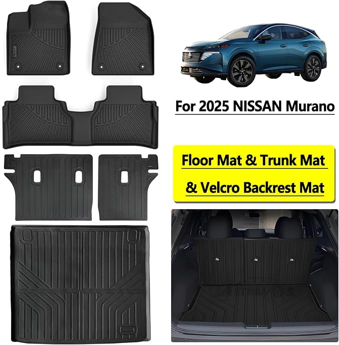 Floor Mat with Trunk Mat for 2025 Nissan Murano with Velcro Backrest Mat TPE - Image 2