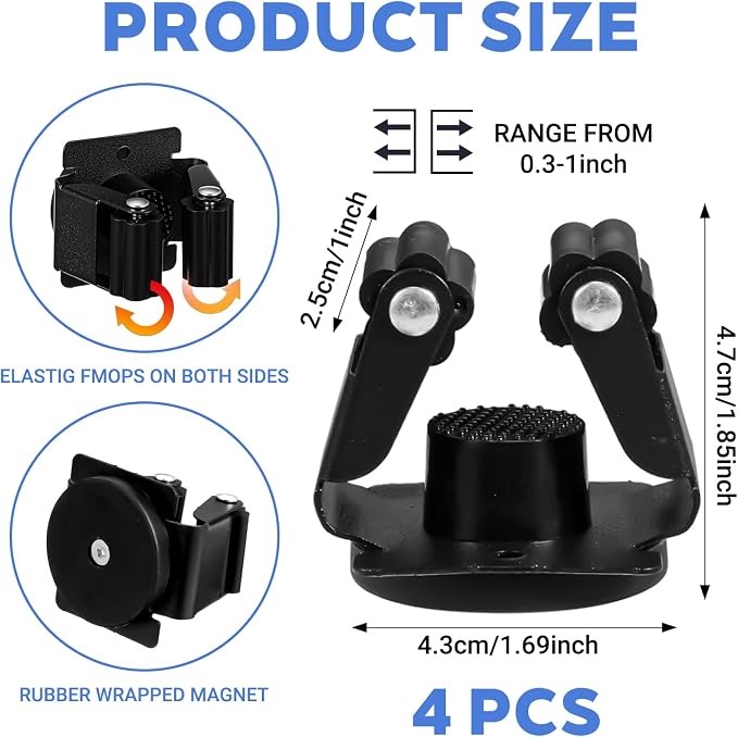 4 Pcs Magnetic Broom Holder, Mop and Broom Holders Wall Mount Heavy Duty - Image 2