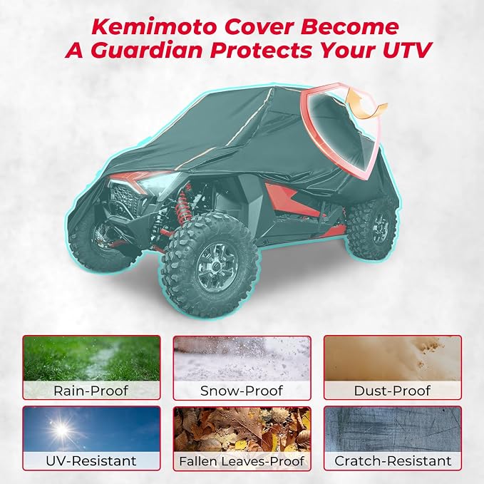 KEMIMOTO PRO XP Cover X3 Heavy Duty UTV Cover 2 Seater Large Size Compatible - Image 3