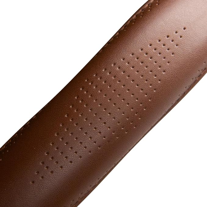 HAOKAY Top Grade Brown Genuine Leather Steering Wheel Cover Men Women, Luxury - Image 4