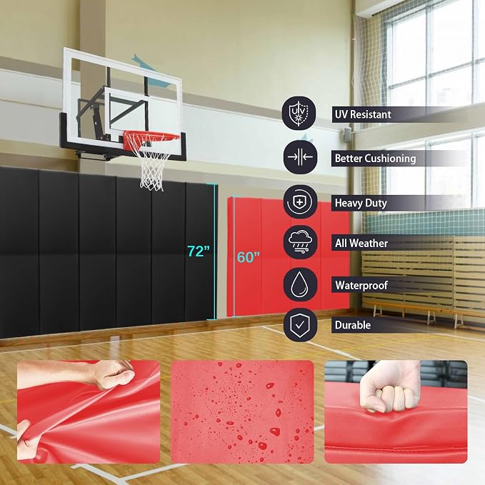 PROGOAL 60"/72" High Gym Wall Padding 2"/4" Thick Foam Basketball Court Wall - Image 5