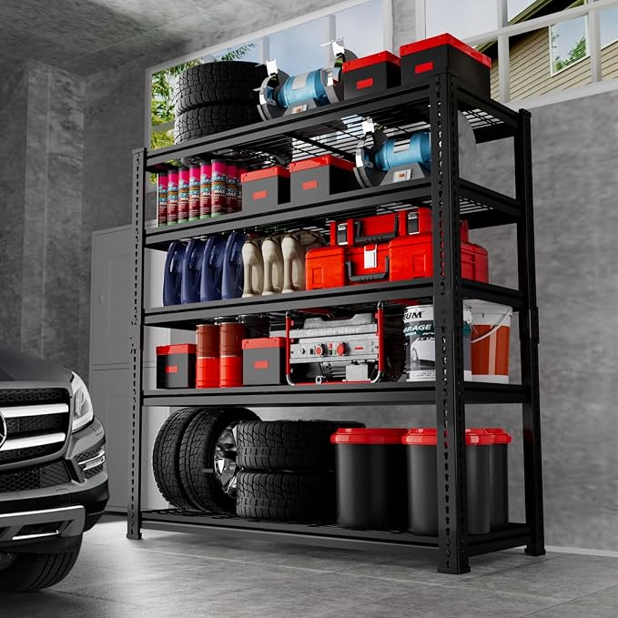 Storage Shelves 2PCS, Garage Shelving Heavy Duty 2400LBS Capacity, 5 Tier - Image 2