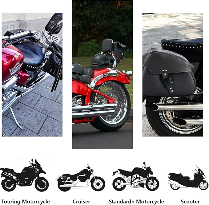 Motorcycle Saddle Bags Synthetic Leather Luggage Bag Waterproof Throw Over - Image 6