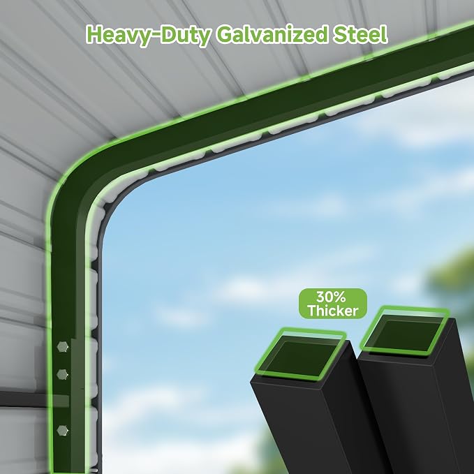 10'x15' Heavy Duty Metal Carport, Outdoor Garage Car Shelter Shade - Image 3