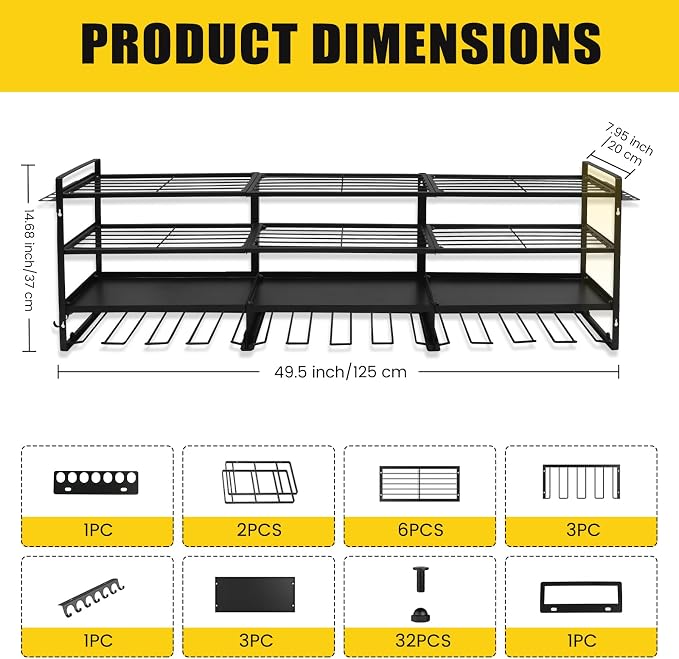 Wall Mount Power Tool Organizer, 4 Layer 12 Drill Hangers Storage Rack - Image 2