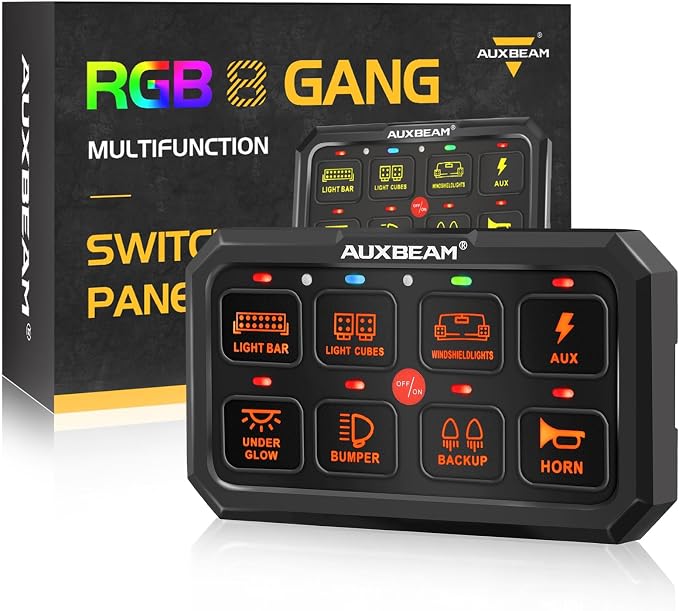 Auxbeam Switch Panel RGB 5 Inch Large 8 Gang Switch Panel RA80 XL Toggle by Auxbeam
