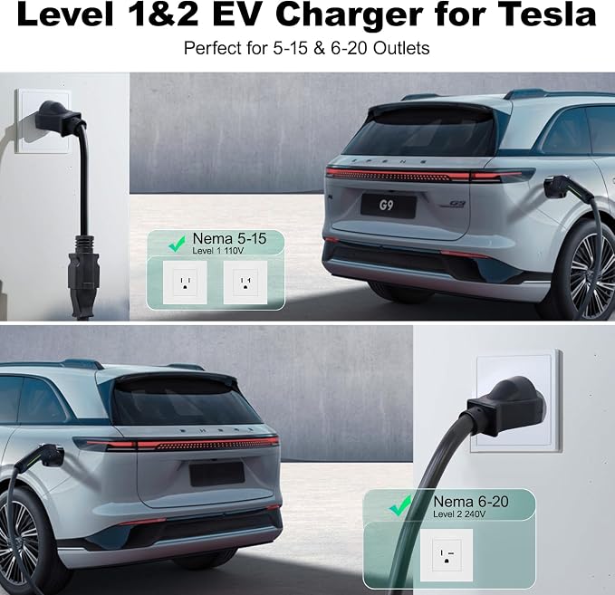 Level 1/2 EV Charger for Tesla 16Amp, Electric Vehicle Portable Charger - Image 4