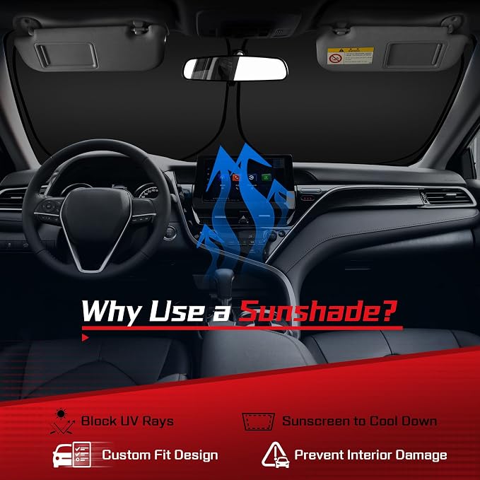 ARISMOTOR Windshield Sun Shade for Toyota Crown 2023-2025, Custom Fit Foldable - Image 3