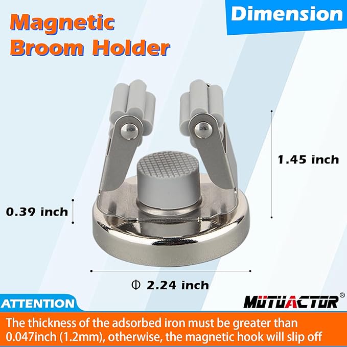 MUTUACTOR Magnetic Broom Holders, 10lbs No Drilling Anti-broken Magnetic Hooks - Image 5